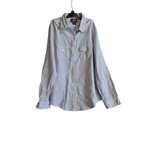 Angie Striped Button Down Shirt Women's Long Sleeve‎ Blue White Size S